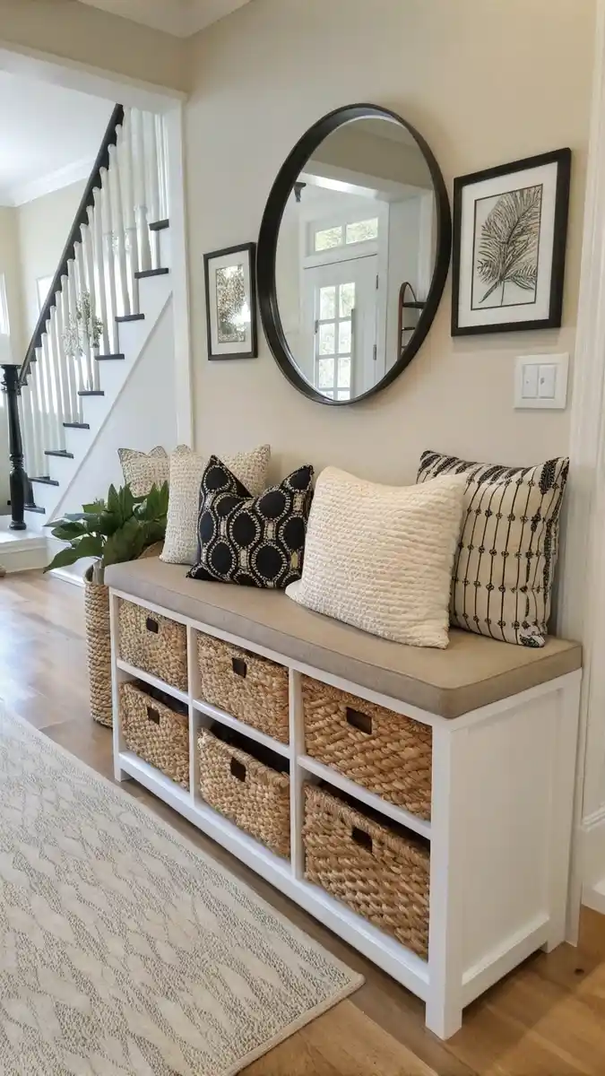 Inviting small living room ideas with shoe rack