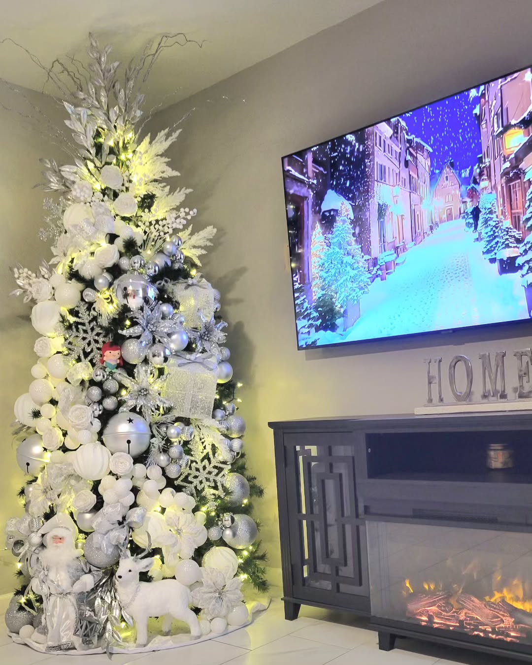 white christmas decor for living room